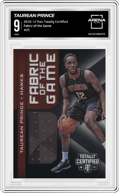 Taurean Prince from the 2016-17 Panini Totally Certified set graded by Arena Club and given an overall grade of 9.