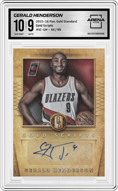 Gerald Henderson from the 2015-16 Panini Gold Standard set graded by Arena Club and given an overall grade of 10.