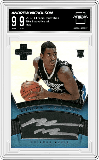 Andrew Nicholson from the 2012-13 Panini Innovation Basketball set graded by Arena Club and given an overall grade of 9.