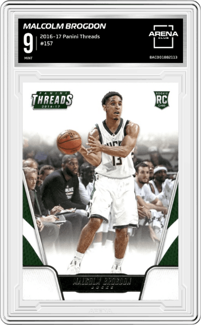 Malcolm Brogdon from the 2016-17 Panini Threads Basketball set graded by Arena Club and given an overall grade of 9.