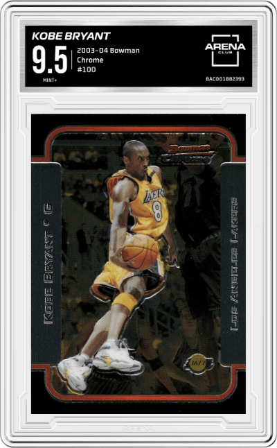 Kobe Bryant  from the 2003-04 Bowman Basketball set graded by Arena Club and given an overall grade of 9.5.