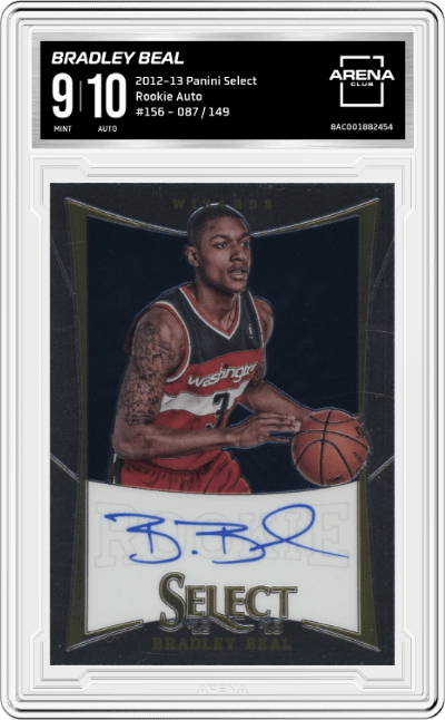 Bradley Beal from the 2012-13 Panini Select set graded by Arena Club and given an overall grade of 9.