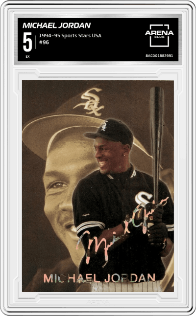 Michael Jordan  from the 1994-95 Sports Stars USA set graded by Arena Club and given an overall grade of 5.