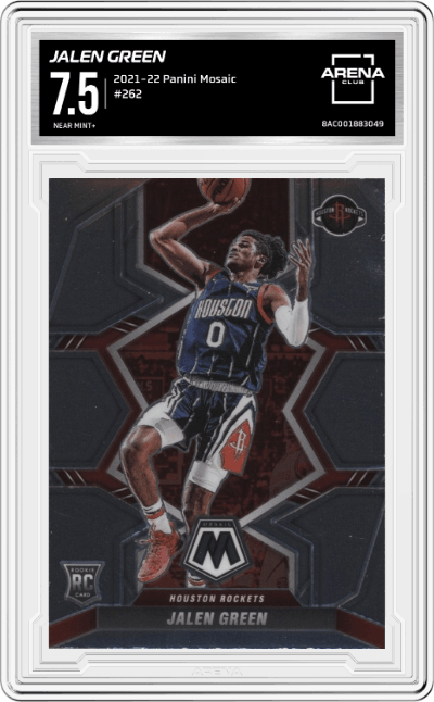 Jalen Green  from the 2021-22 Panini Mosaic  set graded by Arena Club and given an overall grade of 7.5.