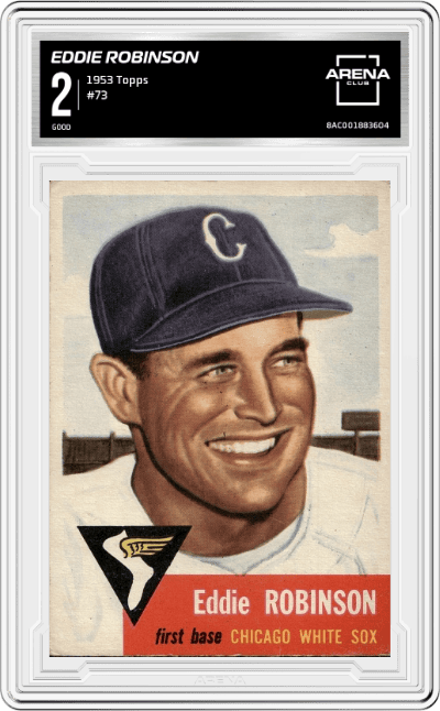Eddie Robinson from the 1953 Topps set graded by Arena Club and given an overall grade of 2.