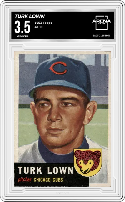 Turk Lown from the 1953 Topps set graded by Arena Club and given an overall grade of 3.5.
