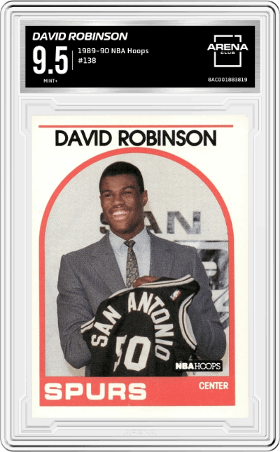 David Robinson from the 1989-90 NBA Hoops  set graded by Arena Club and given an overall grade of 9.5.