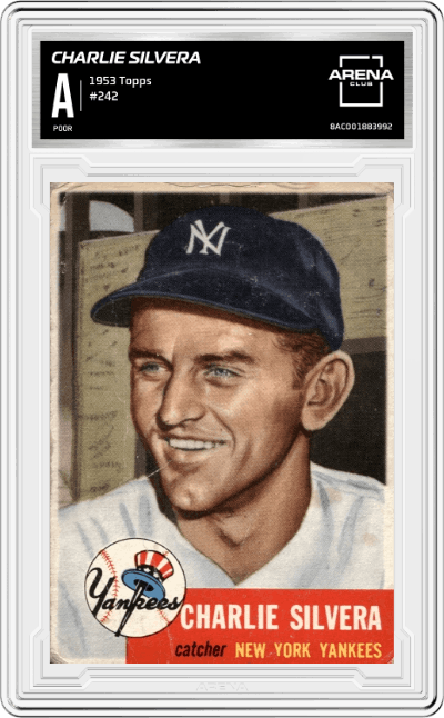 Charlie Silvera from the 1953 Topps set graded by Arena Club.