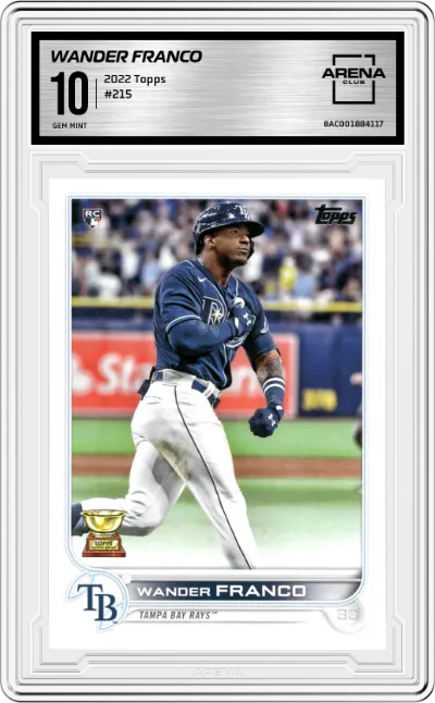 Wander Franco from the 2022 Topps   set graded by Arena Club and given an overall grade of 10.
