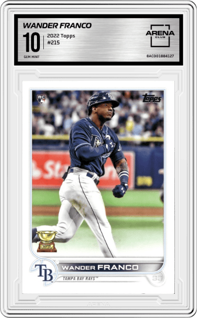 Wander Franco from the 2022 Topps   set graded by Arena Club and given an overall grade of 10.