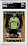 Erling Haaland from the 2022 Topps Stadium Club set featuring a Black parallel graded by Arena Club and given an overall grade of 9.5.