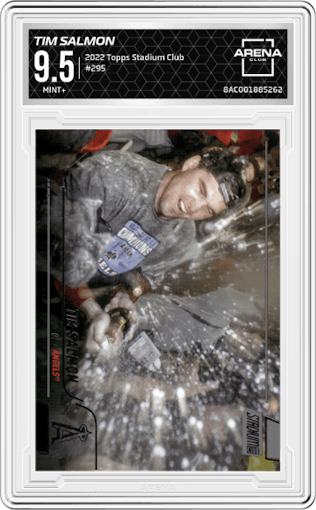 Tim Salmon from the 2022 Topps Stadium Club set graded by Arena Club and given an overall grade of 9.5.