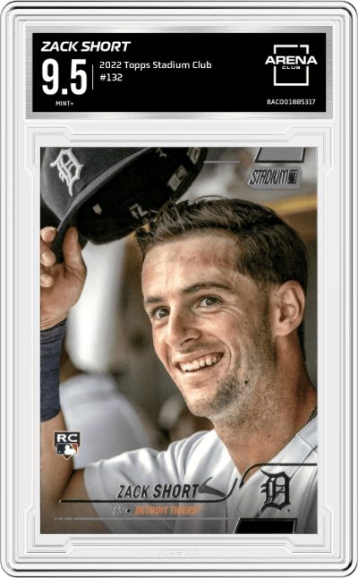 Zack Short from the 2022 Topps Stadium Club set graded by Arena Club and given an overall grade of 9.5.
