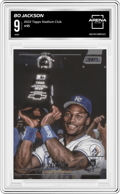 Bo Jackson  from the 2022 Topps Stadium Club set graded by Arena Club and given an overall grade of 9.