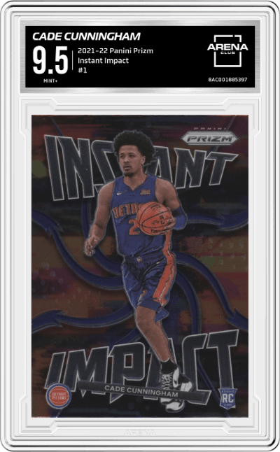 Cade Cunningham  from the 2021-22 Panini Prizm  set graded by Arena Club and given an overall grade of 9.5.