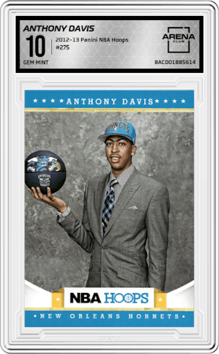 Anthony Davis from the 2012-13 Panini NBA Hoops set graded by Arena Club and given an overall grade of 10.