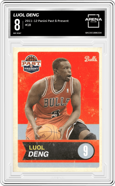 Luol Deng from the 2011-12 Panini Past & Present Basketball set graded by Arena Club and given an overall grade of 8.