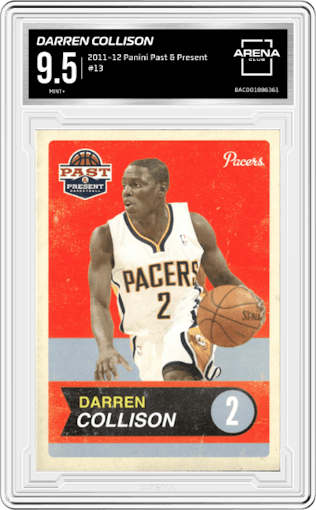 Darren Collison from the 2011-12 Panini Past & Present Basketball set graded by Arena Club and given an overall grade of 9.5.