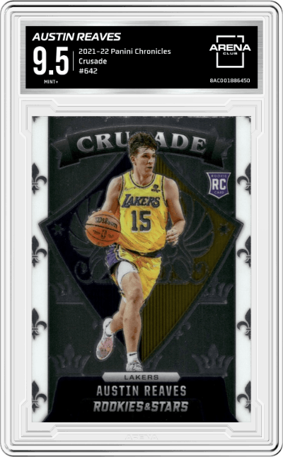 Austin Reaves  from the 2021-22 Panini Chronicles set graded by Arena Club and given an overall grade of 9.5.