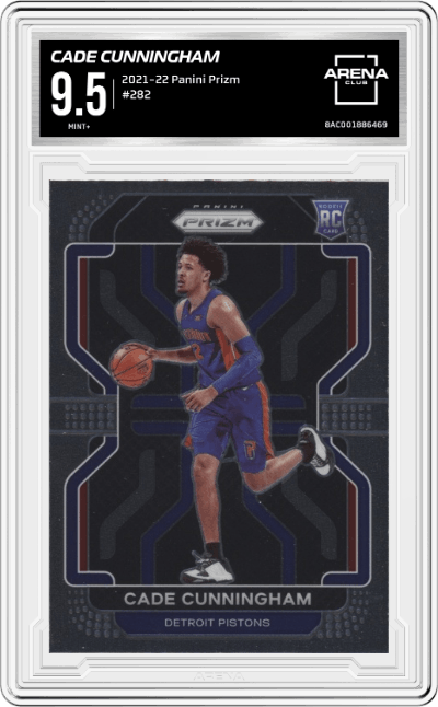 Cade Cunningham from the 2021-22 Panini Prizm  set graded by Arena Club and given an overall grade of 9.5.