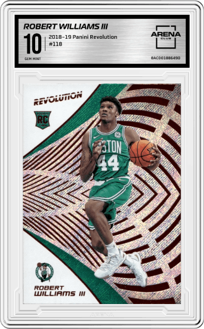 Robert Williams III from the 2018-19 Panini Revolution  set graded by Arena Club and given an overall grade of 10.