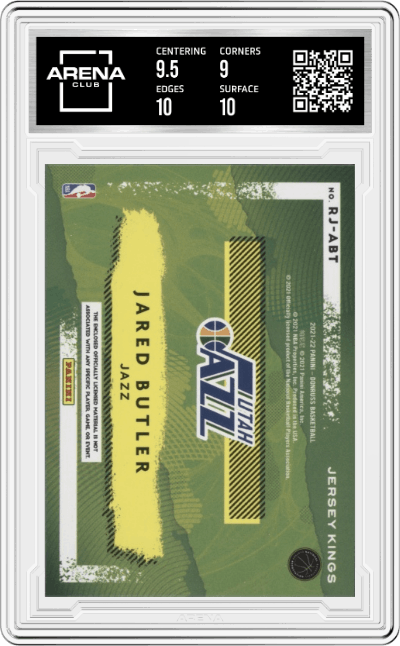 Jared Butler from the 2021-22 Panini Donruss set graded by Arena Club and given an overall grade of 9.5.