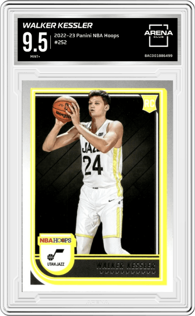 Walker Kessler from the 2022-23 Panini NBA Hoops set graded by Arena Club and given an overall grade of 9.5.