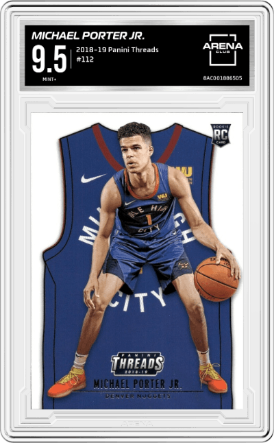 Michael Porter Jr. from the 2018-19 Panini Threads  set graded by Arena Club and given an overall grade of 9.5.