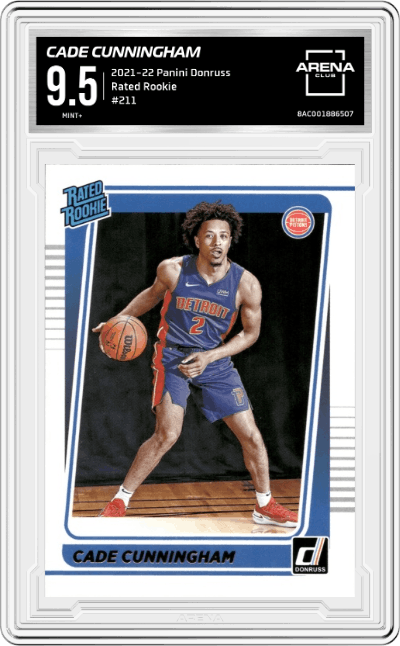 Cade Cunningham from the 2021-22 Panini Donruss set graded by Arena Club and given an overall grade of 9.5.