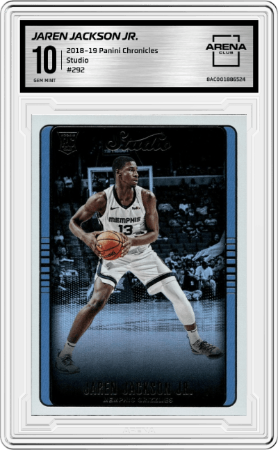 Jaren Jackson Jr. from the 2018-19 Panini Chronicles set graded by Arena Club and given an overall grade of 10.