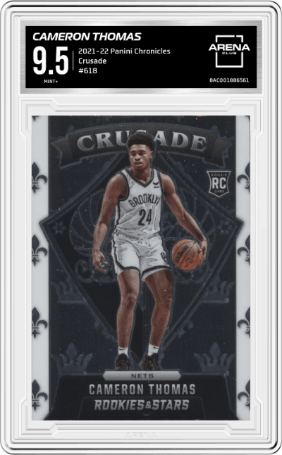 Cameron Thomas from the 2021-22 Panini Chronicles set graded by Arena Club and given an overall grade of 9.5.