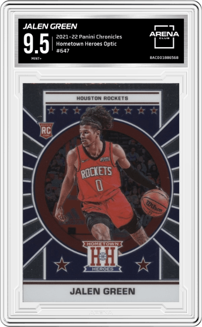 Jalen Green from the 2021-22 Panini Chronicles set graded by Arena Club and given an overall grade of 9.5.