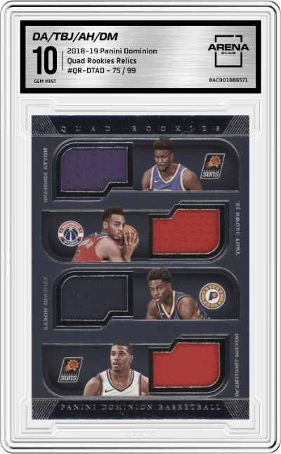 DA/TBJ/AH/DM from the 2018-19 Panini Dominion set graded by Arena Club and given an overall grade of 10.