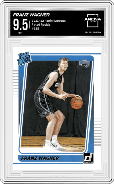 Franz Wagner from the 2021-22 Panini Donruss set graded by Arena Club and given an overall grade of 9.5.