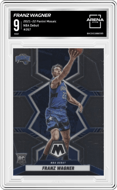 Franz Wagner from the 2021-22 Panini Mosaic  set graded by Arena Club and given an overall grade of 9.