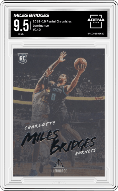 Miles Bridges from the 2018-19 Panini Chronicles set graded by Arena Club and given an overall grade of 9.5.
