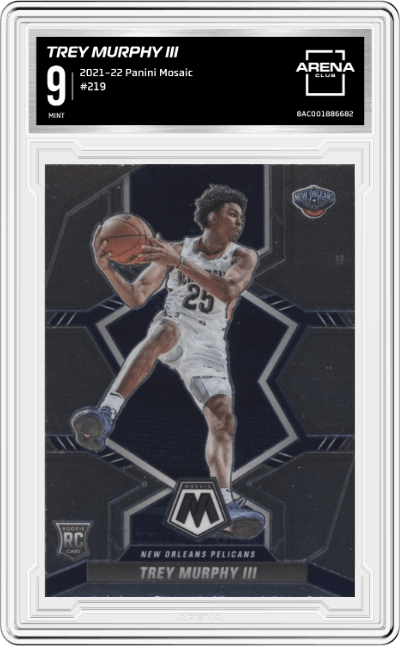 Trey Murphy III from the 2021-22 Panini Mosaic  set graded by Arena Club and given an overall grade of 9.