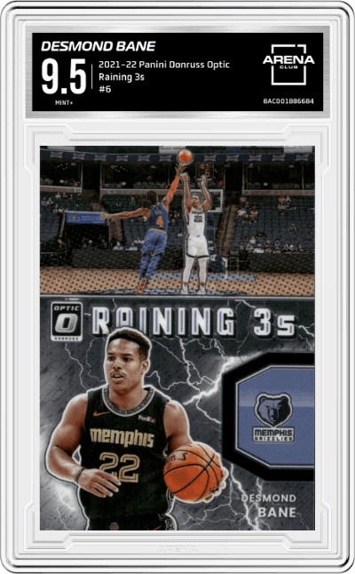 Desmond Bane from the 2021-22 Panini Donruss Optic set graded by Arena Club and given an overall grade of 9.5.