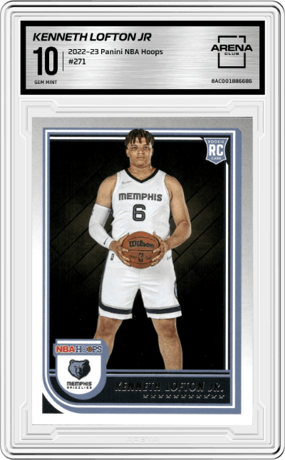 Kenneth Lofton Jr from the 2022-23 Panini NBA Hoops set graded by Arena Club and given an overall grade of 10.