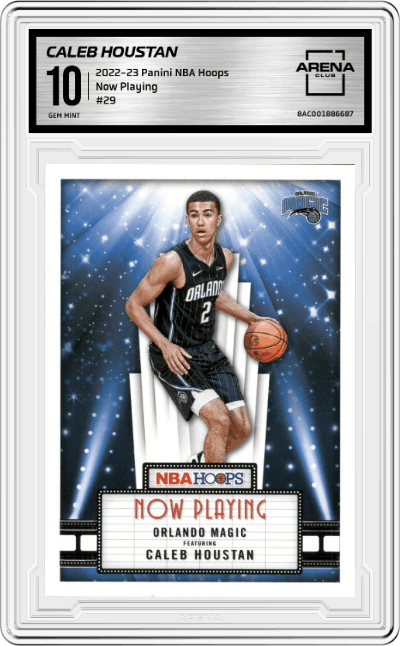 Caleb Houstan from the 2022-23 Panini NBA Hoops set graded by Arena Club and given an overall grade of 10.
