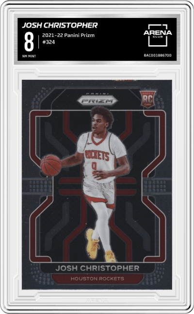 Josh Christopher from the 2021-22 Panini Prizm  set graded by Arena Club and given an overall grade of 8.
