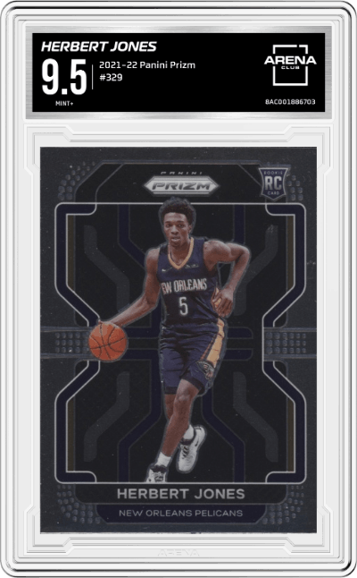 Herbert Jones from the 2021-22 Panini Prizm  set graded by Arena Club and given an overall grade of 9.5.