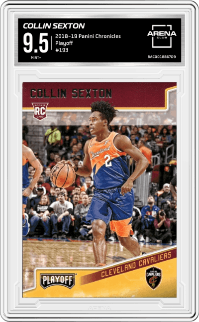 Collin Sexton from the 2018-19 Panini Chronicles set graded by Arena Club and given an overall grade of 9.5.