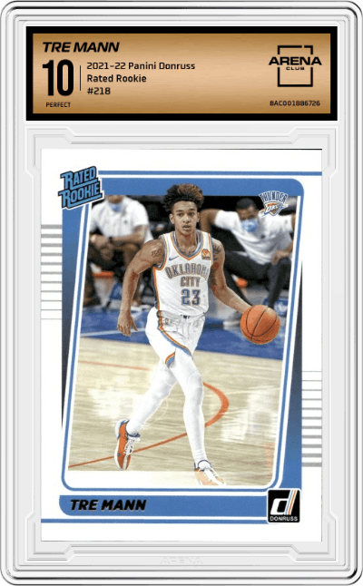Tre Mann from the 2021-22 Panini Donruss set graded by Arena Club and given an overall grade of 10.