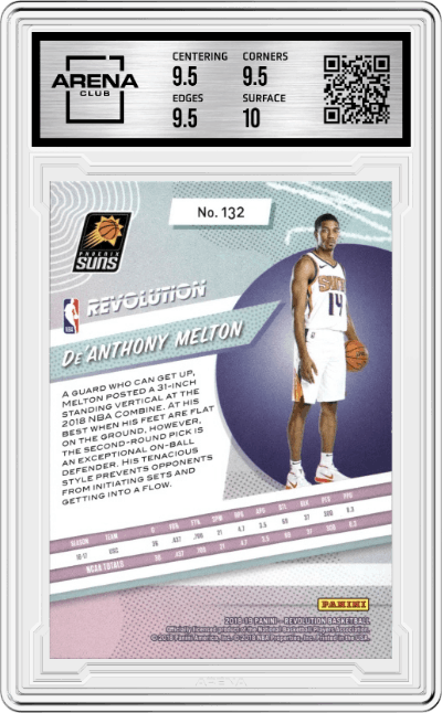 De'Anthony Melton from the 2018-19 Panini Revolution  set graded by Arena Club and given an overall grade of 10.