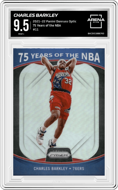Charles Barkley from the 2021-22 Panini Donruss Optic set graded by Arena Club and given an overall grade of 9.5.