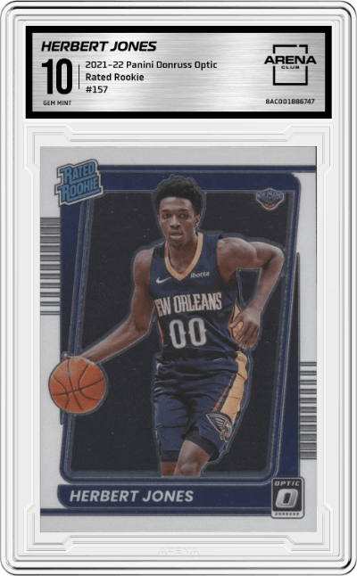Herbert Jones from the 2021-22 Panini Donruss Optic set graded by Arena Club and given an overall grade of 10.