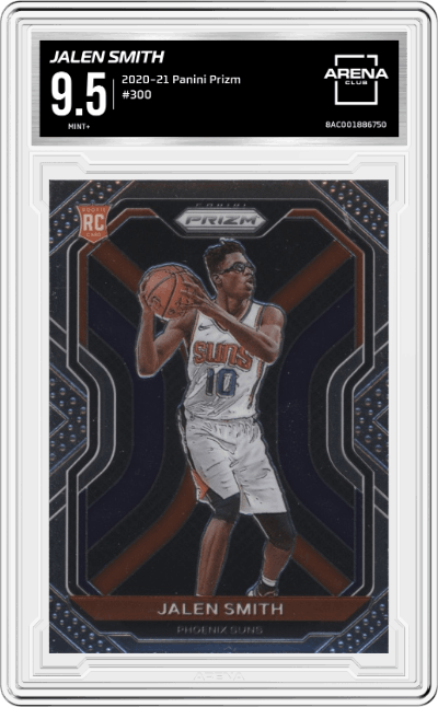 Jalen Smith from the 2020-21 Panini Prizm set graded by Arena Club and given an overall grade of 9.5.
