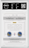 Klay Thompson/Kent Bazemore from the 2012-13 Panini National Treasures set featuring a Silver parallel graded by Arena Club and given an overall grade of 9.5.