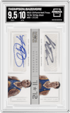 Klay Thompson/Kent Bazemore from the 2012-13 Panini National Treasures set featuring a Silver parallel graded by Arena Club and given an overall grade of 9.5.